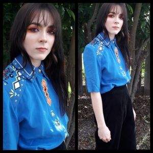 Beautiful vintage 80's silk beaded tribal blouse!
